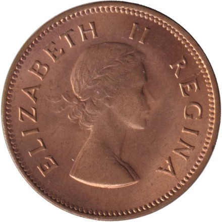 Монета 1/2 пенни. 1955 год, Южная Африка. Корабль "Дромедарис". Монета 1/2 пенни. 1955 год, Южная Африка. Корабль "Дромедарис".