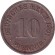 Монета 10 пфеннигов. 1901 год (F), Германская империя. Монета 10 пфеннигов. 1901 год (F), Германская империя.