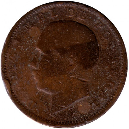 Монета 20 рейсов. 1884 год, Португалия.