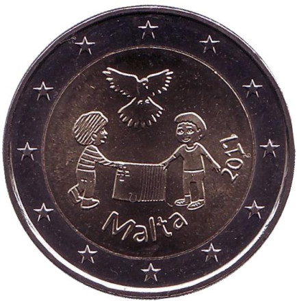 Монета 2 евро. 2017 год, Мальта. Мир.