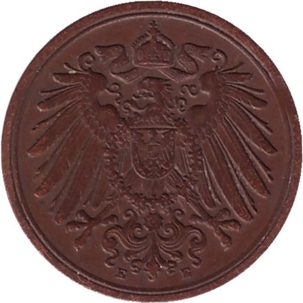 Монета 1 пфенниг. 1905 год (Е), Германская империя. Монета 1 пфенниг. 1905 год (Е), Германская империя.