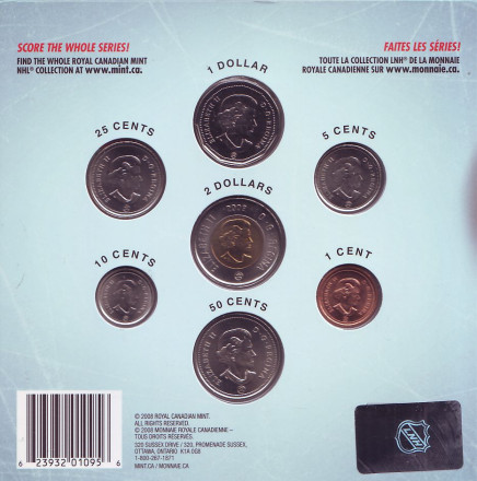 Годовой набор монет (7 шт.). 2009 год, Канада. Хоккейный клуб "Калгари Флэймз". 