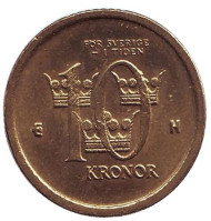 Монета 10 крон, 2004 год, Швеция. Монета 10 крон, 2004 год, Швеция.