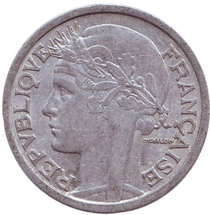 Монета 2 франка. 1950 год, Франция.