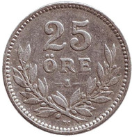 Монета 25 эре. 1914 год, Швеция. Монета 25 эре. 1914 год, Швеция.