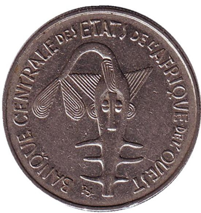 Монета 100 франков. 1967 год, Западные Африканские Штаты. Монета 100 франков. 1967 год, Западные Африканские Штаты.