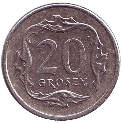 Монета 20 грошей. 2000 год, Польша.