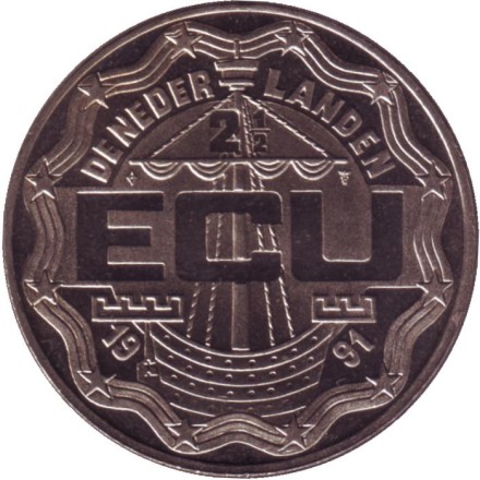Монета 2,5 экю. 1991 год, Нидерланды. 75-ый четырехдневный марш в Неймегене. Монета 2,5 экю. 1991 год, Нидерланды. 75-ый четырехдневный марш в Неймегене.