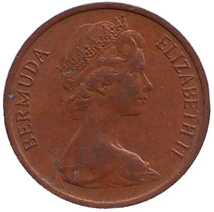 Монета 1 цент. 1970 год, Бермудские острова. Поросенок.