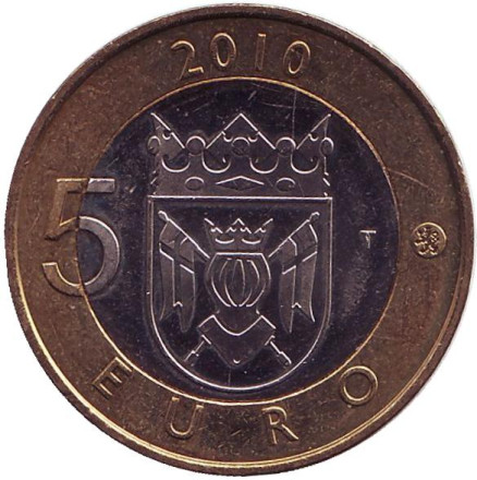 Монета 5 евро. 2010 год, Финляндия. Исконная Финляндия. Монета 5 евро. 2010 год, Финляндия. Исконная Финляндия.