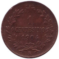 Монета 1 чентезимо. 1904 год, Италия. Монета 1 чентезимо. 1904 год, Италия.