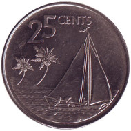 Монета 25 центов. 2007 год, Багамские острова. Парусник. Монета 25 центов. 2007 год, Багамские острова. Парусник.