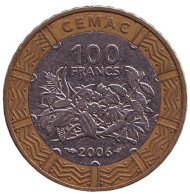 Монета 100 франков. 2006 год, Центральные Африканские штаты.  Монета 100 франков. 2006 год, Центральные Африканские штаты.