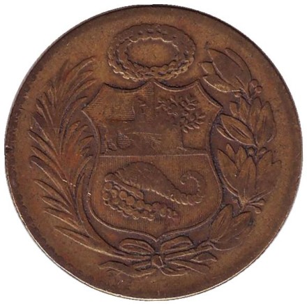 Монета 1/2 соля. 1946 год, Перу. Монета 1/2 соля. 1946 год, Перу.