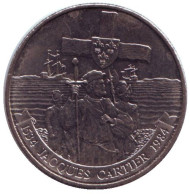 Монета 1 доллар. 1984 год, Канада. 450 лет открытия Гаспе. Монета 1 доллар. 1984 год, Канада. 450 лет открытия Гаспе.