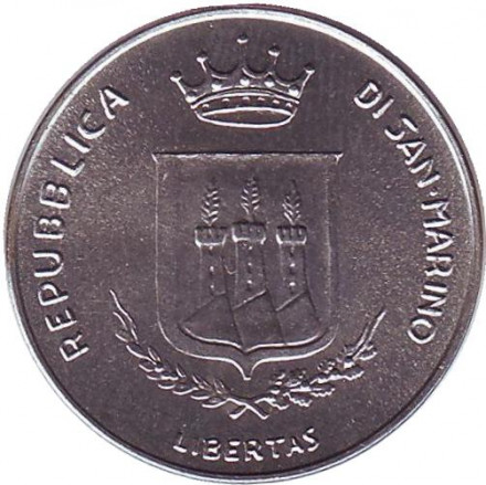 Монета 10 лир. 1983 год, Сан-Марино. Угроза ядерной войны.