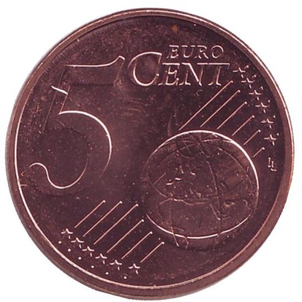 Монета 5 центов. 2012 год (F), Германия. Монета 5 центов. 2012 год (F), Германия.