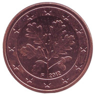Монета 5 центов. 2012 год (F), Германия. Монета 5 центов. 2012 год (F), Германия.