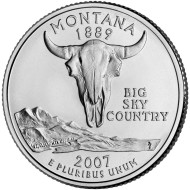 Монета 25 центов (D). 2007 год, США. Монтана. Штат № 41. Монета 25 центов (D). 2007 год, США. Монтана. Штат № 41.