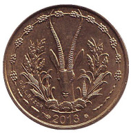 Монета 5 франков. 2013 год, Западные Африканские Штаты. Монета 5 франков. 2013 год, Западные Африканские Штаты.