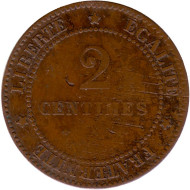 Монета 2 сантима. 1878 год, Франция. Монета 2 сантима. 1878 год, Франция.