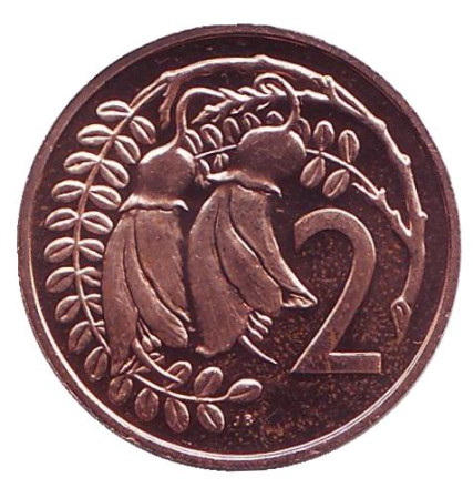 Монета 2 цента. 1967 год, Новая Зеландия. Proof. Цветки куаваи.