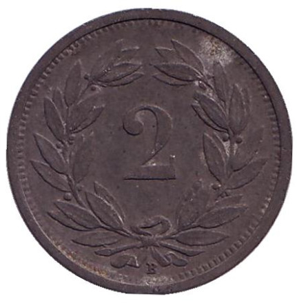 Монета 2 раппена. 1942 год, Швейцария.