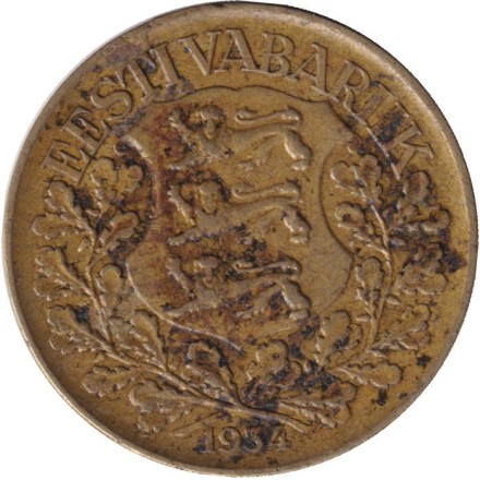 Монета 1 крона. 1934 год, Эстония. Корабль викингов. Монета 1 крона. 1934 год, Эстония. Корабль викингов.