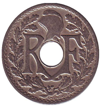 Монета 10 сантимов. 1918 год, Франция. Монета 10 сантимов. 1918 год, Франция.