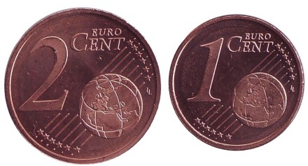 Серна. Монеты номиналом 1 и 2 цента. 2014 год, Андорра.