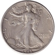 Монета 50 центов. 1945 год (D), США. Шагающая свобода. Монета 50 центов. 1945 год (D), США. Шагающая свобода.