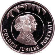 Монета 50 пенсов. 2002 год, Фолклендские острова. Королевский золотой юбилей. Монета 50 пенсов. 2002 год, Фолклендские острова. Королевский золотой юбилей.