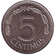 Монета 5 сентимо. 1986 год, Венесуэла. Монета 5 сентимо. 1986 год, Венесуэла.