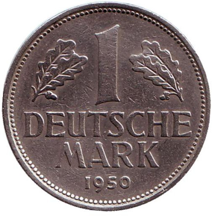 Монета 1 марка. 1950 год (D), ФРГ.