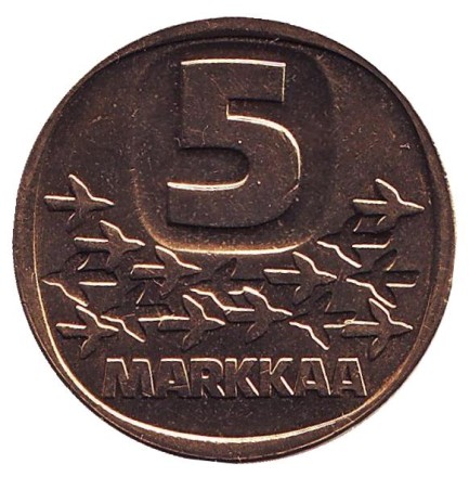 Монета 5 марок. 1993 год, Финляндия. Ледокол Урхо. Монета 5 марок. 1993 год, Финляндия. Ледокол Урхо.