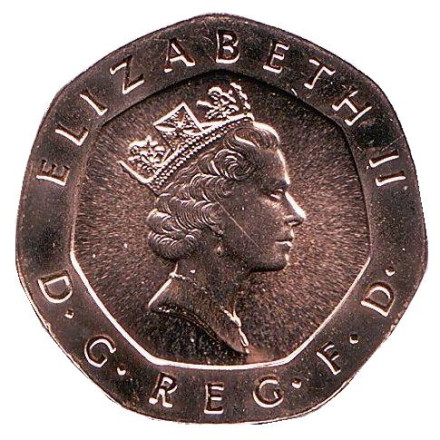 Монета 20 пенсов. 1996 год, Великобритания. BU. Монета 20 пенсов. 1996 год, Великобритания. BU.