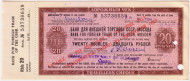 Дорожный чек на 20 рублей. Выпуск 1970 года. Банк Внешней Торговли СССР. С корешком. Дорожный чек на 20 рублей. Выпуск 1970 года. Банк Внешней Торговли СССР. С корешком.
