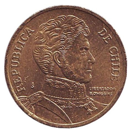 Монета 10 песо. 2011 год, Чили. Бернардо О’Хиггинс.