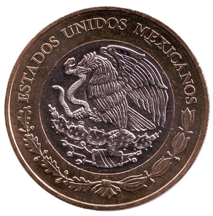 Монета 20 песо. 2015 год, Мексика. 200 лет со дня смерти Хосе Марии Морелоса.