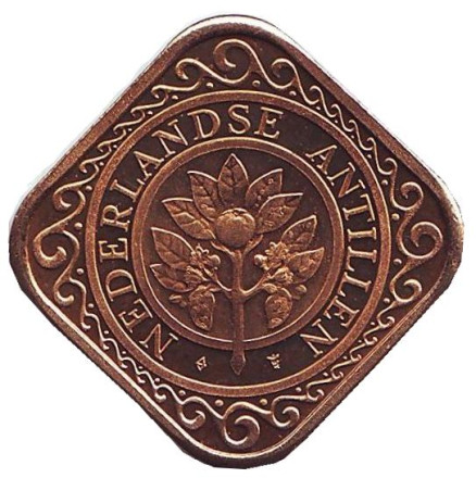 Монета 50 центов. 1992 год, Нидерландские Антильские острова. UNC.