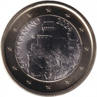 Монета 1 евро. 2024 год, Сан-Марино. Монета 1 евро. 2024 год, Сан-Марино.