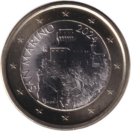 Монета 1 евро. 2024 год, Сан-Марино.