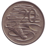Монета 20 центов. 1968 год, Австралия. Утконос. Монета 20 центов. 1968 год, Австралия. Утконос.