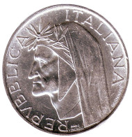 Монета 500 лир. 1965 год, Италия. 700 лет со дня рождения Данте Алигьери. Монета 500 лир. 1965 год, Италия. 700 лет со дня рождения Данте Алигьери.