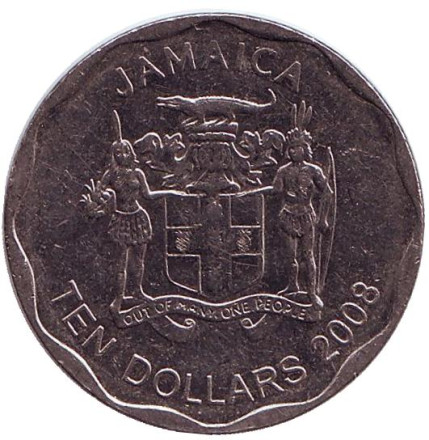 Монета 10 долларов. 2008 год, Ямайка. Джордж Гордон - национальный герой.