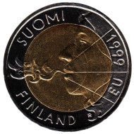 Монета 10 марок. 1999 год, Финляндия. Финское председательство в ЕС. Монета 10 марок. 1999 год, Финляндия. Финское председательство в ЕС.