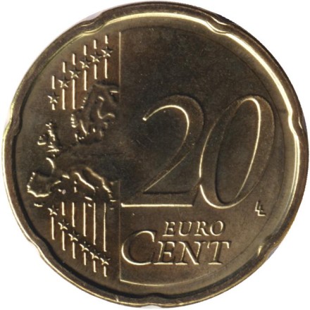 Монета 20 центов. 2025 год, Люксембург. Монета 20 центов. 2025 год, Люксембург.