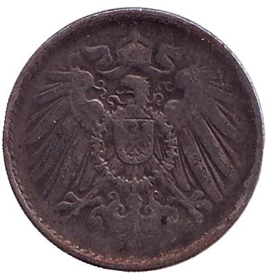 Монета 5 пфеннигов. 1916 год (A), Германская империя.