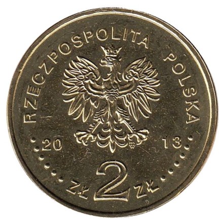 Монета 2 злотых, 2013 год, Польша. Столетие Польского театра в Варшаве.