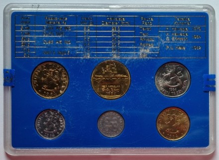 Набор монет Финляндии (6 шт), 1984 год, Финляндия. (в банковской упаковке) Набор монет Финляндии (6 шт), 1984 год, Финляндия. (в банковской упаковке)